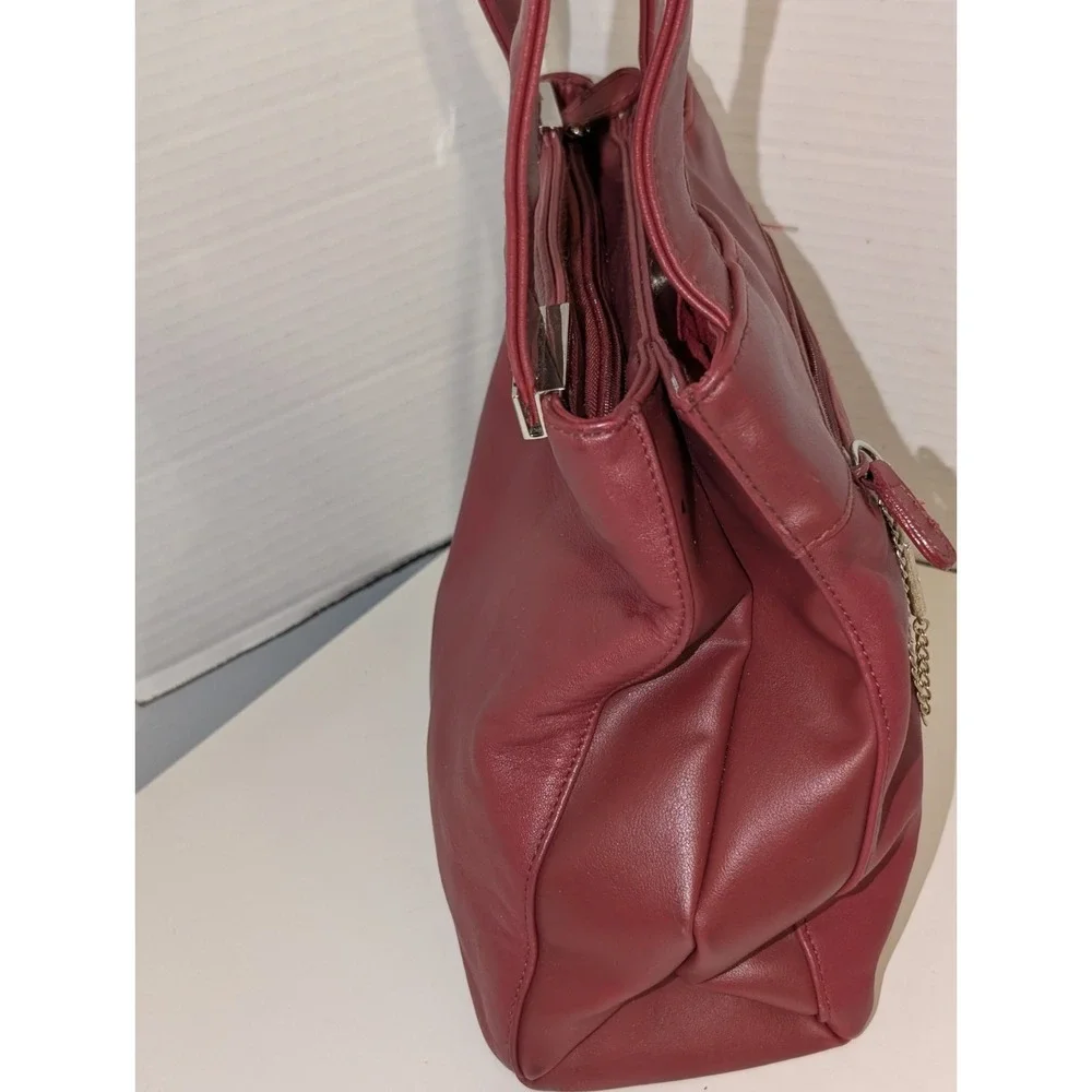 Jennifer Moore Red Leather Double Strap Shoulder‎ Bag